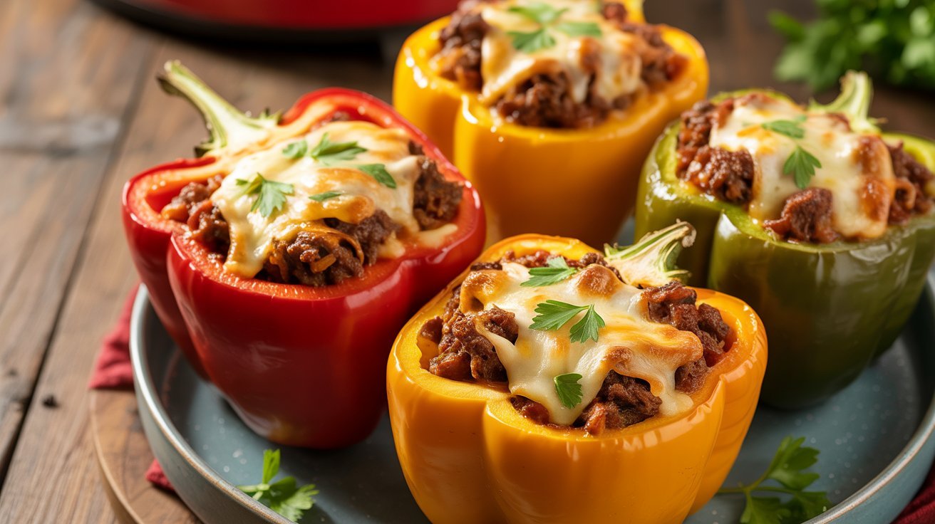 Air Fryer Cheesy Stuffed Bell Peppers