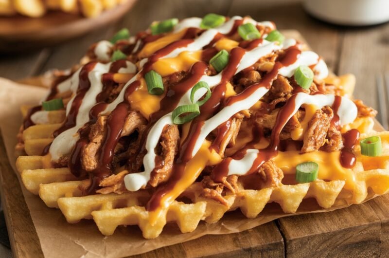 BBQ Chicken Loaded Waffle Fries