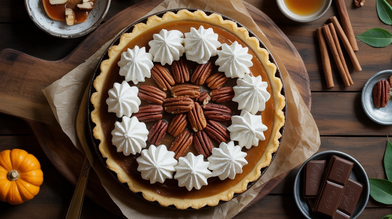 Caramel Pecan Turtle Pumpkin Pie