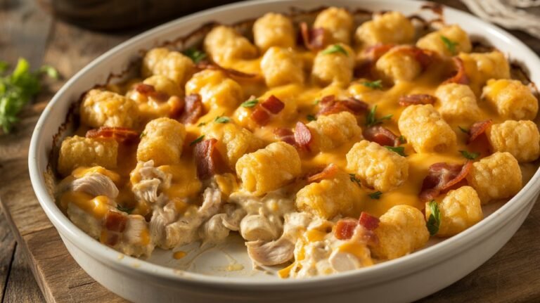 Chicken Bacon Ranch Tater Tot Casserole