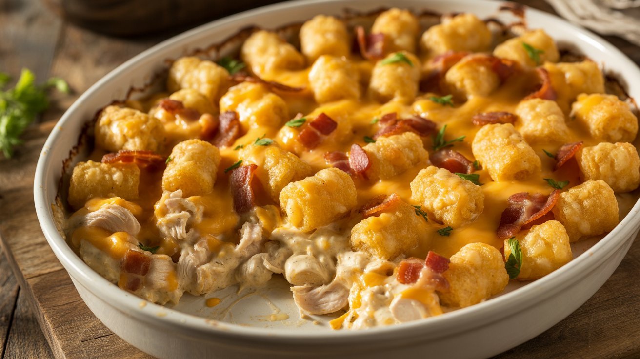 Chicken Bacon Ranch Tater Tot Casserole
