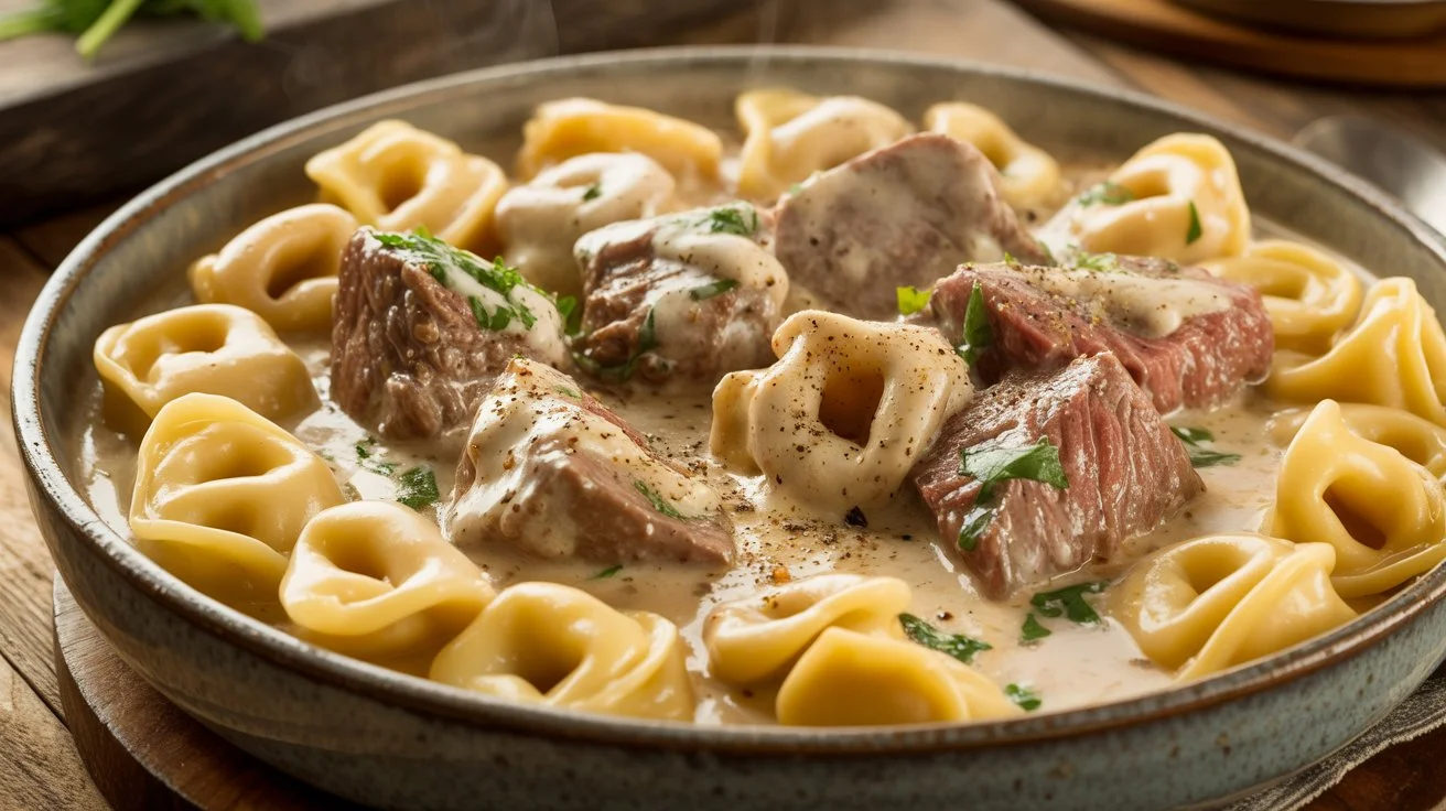 Crockpot Creamy Ranch Steak Tortellini Recipe