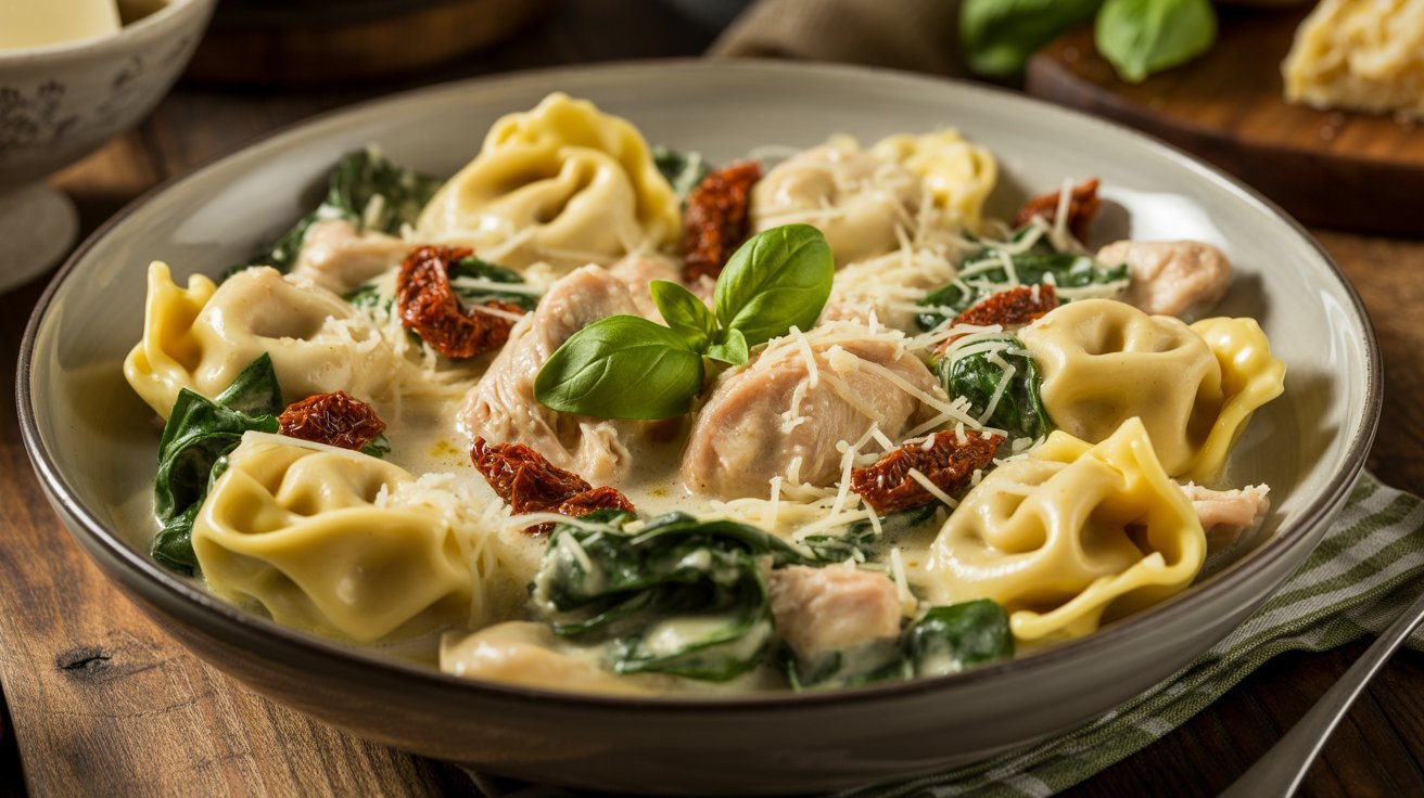 Crockpot Tuscan Chicken Tortellini