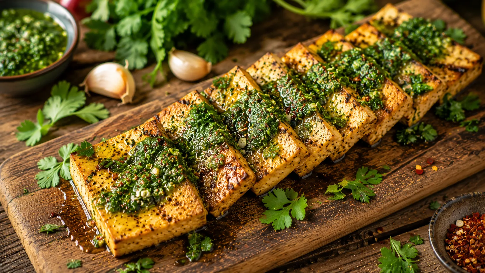 Grilled Tofu with Chimichurri