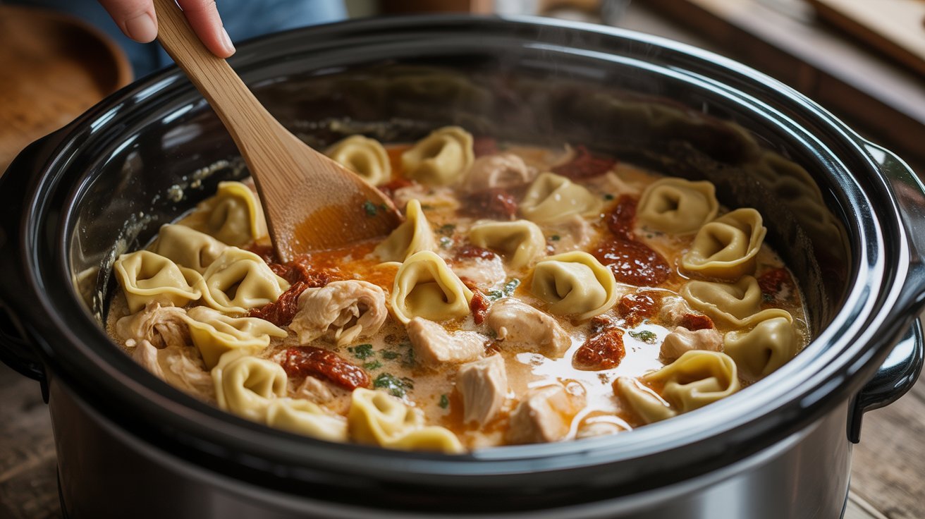Crockpot Tuscan Chicken Tortellini