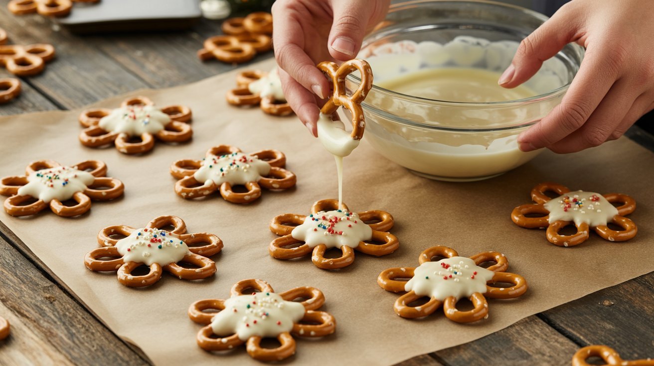 Pretzel Snowflakes