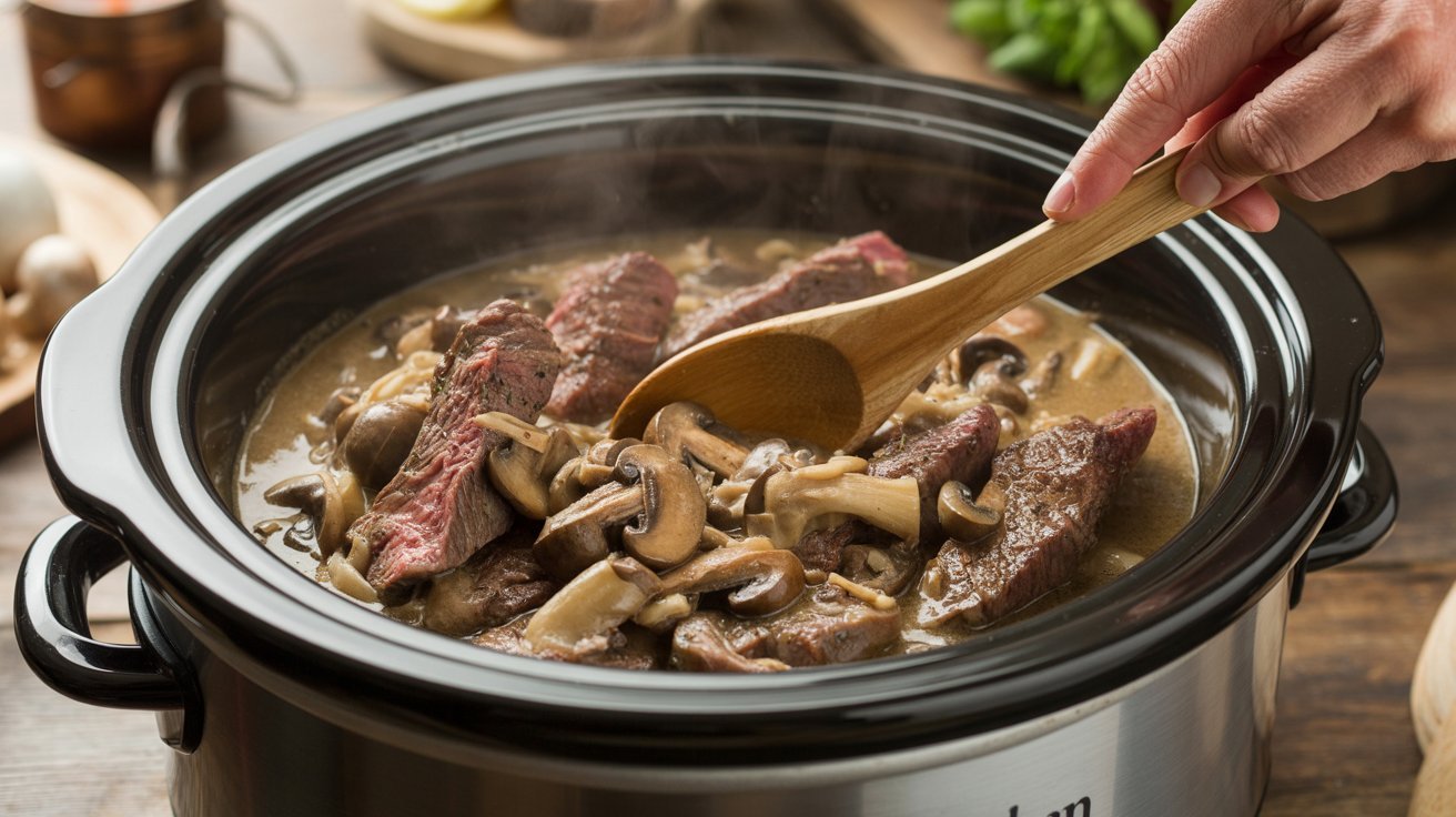 Slow Cooker Steak Diane