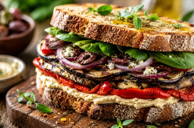 Mediterranean Eggplant Sandwich (Vegan)