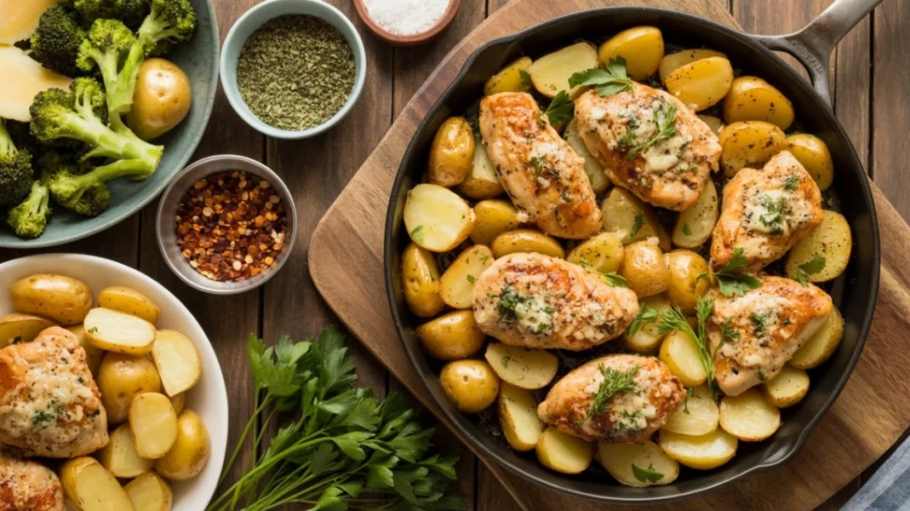 Parmesan Garlic Chicken & Potato Skillet