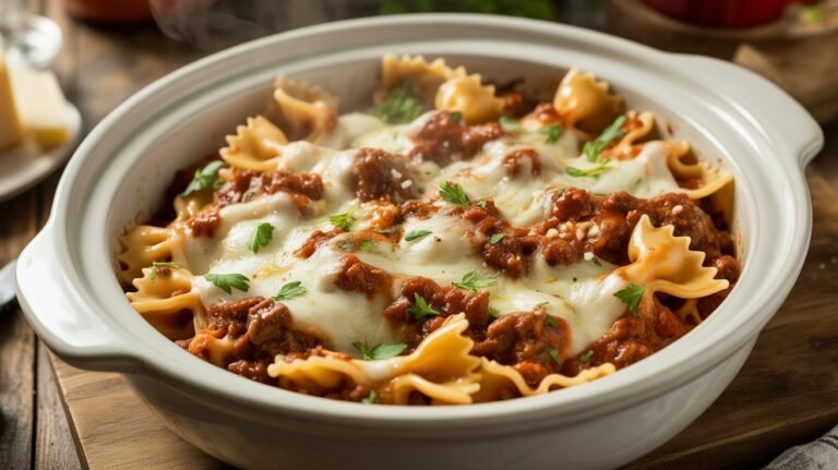 Slow Cooker Bowtie Lasagna