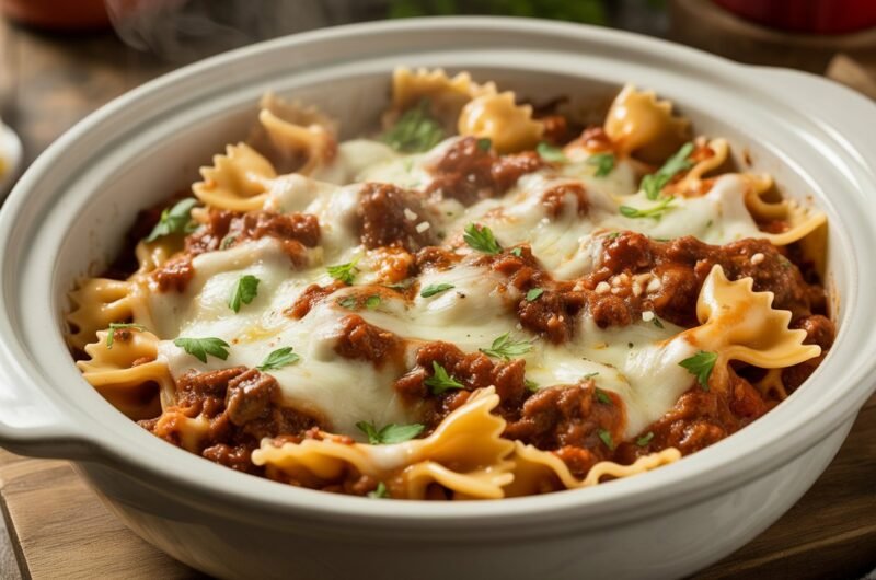 Slow Cooker Bowtie Lasagna