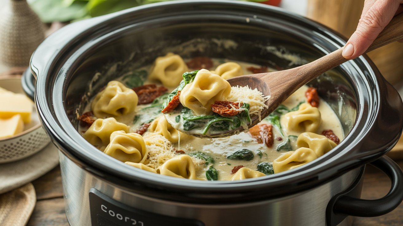 Crockpot Tuscan Chicken Tortellini