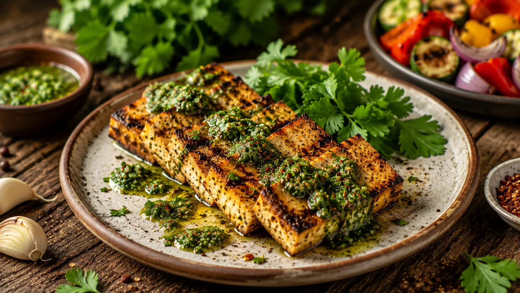 Grilled Tofu with Chimichurri
