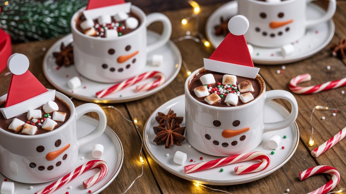 Marshmallow Hot Cocoa Mugs & Snowmen Hats