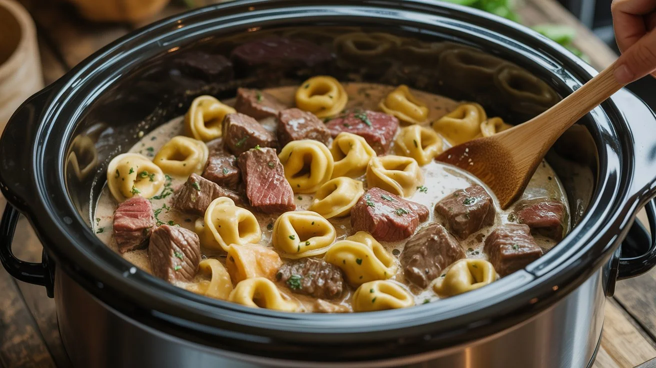 how to make Crockpot Creamy Ranch Steak Tortellini Recipe
