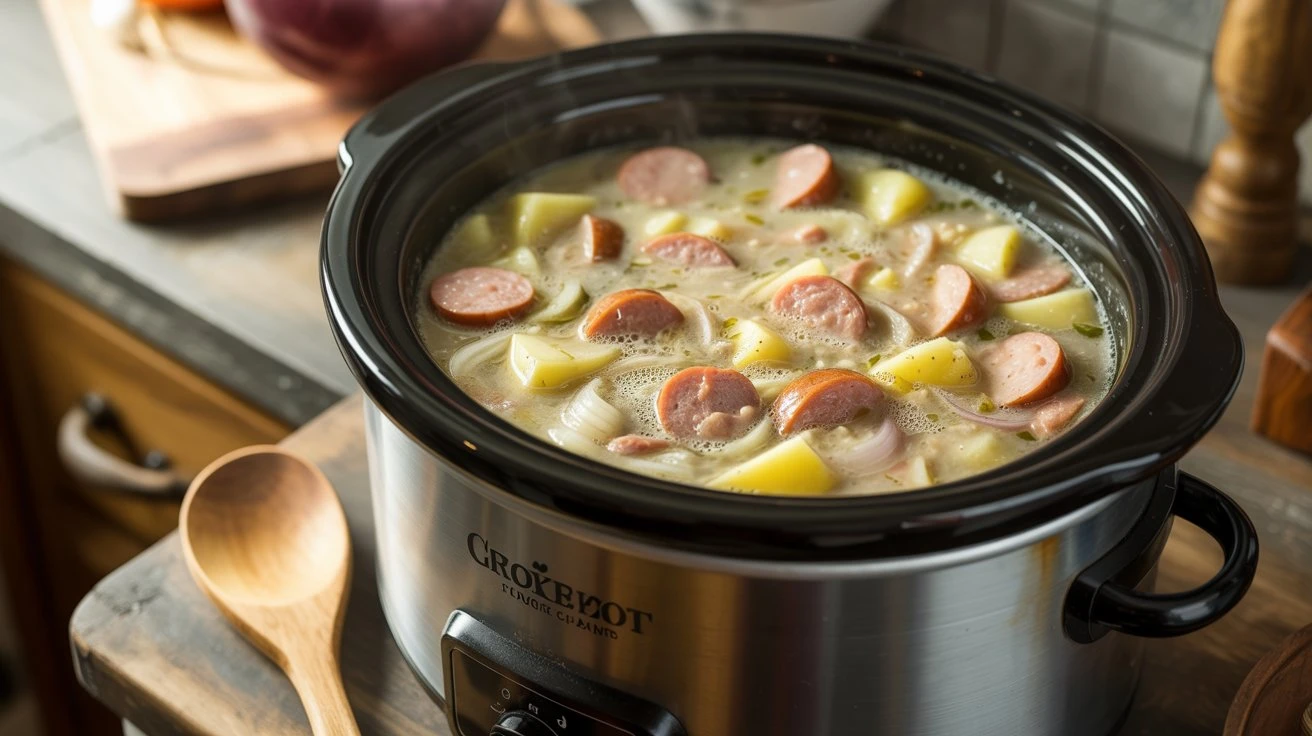 how to make Ms Almas Crockpot Sausage & Potato Soup