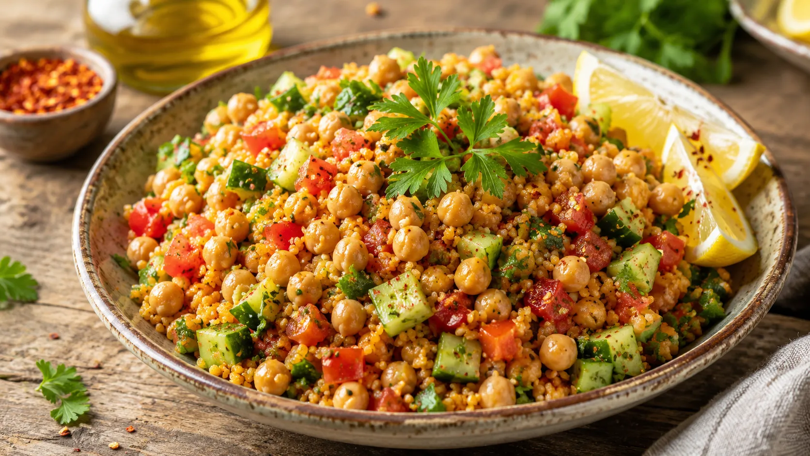 Spicy Chickpea and Bulgur Salad
