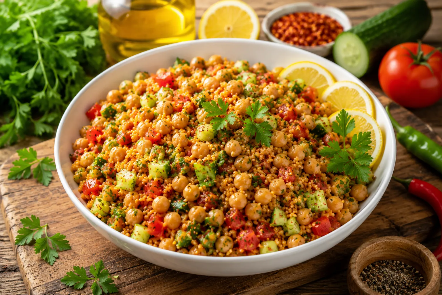Spicy Chickpea and Bulgur Salad
